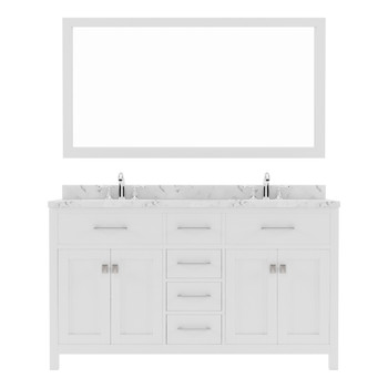 Virtu USA MD-2060-CMRO-WH Caroline 60" Bath Vanity in White with Cultured Marble Quartz Top and Sinks