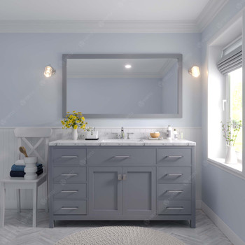 Virtu USA MS-2060-CMRO-GR Caroline 60" Single Bath Vanity in Gray with Cultured Marble Quartz Top and Sink