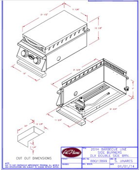 Cal Flame Deluxe Double Built-in Side Burner - BBQ19899P