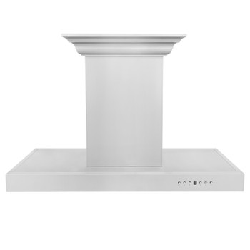 ZLINE 30" Ducted Vent Island Mount Range Hood in Stainless Steel with Built-in CrownSound Bluetooth Speakers KE2iCRN-BT-30