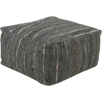 Surya Anthracite ATPF-003 13"H x 24"W x 24"D Pouf