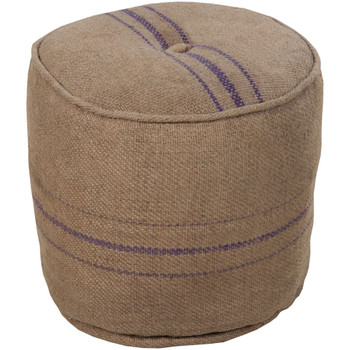 Surya Burlap POUF-13 17"H x 18"W x 18"D Pouf