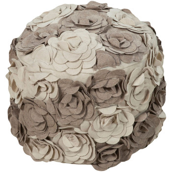 Surya Felted Floral POUF-28 14"H x 18"W x 18"D Pouf