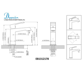 Daweier Single Lever Lavatory Faucet, Oil Rubbed Bronze EB1312178ORB