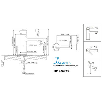 Daweier Single Lever Lavatory Faucet, Chrome EB1346219C