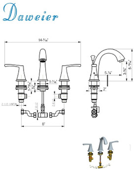 Daweier  8" Widespread Faucet with Lever Handles, Oil Rubbed Bronze EB135159ORB