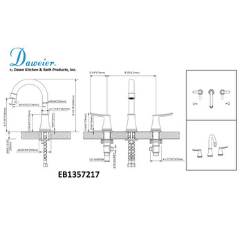 Daweier 8" Widespread Lavatory Faucet with Lever Handles, Brushed Nickel EB1357217BN