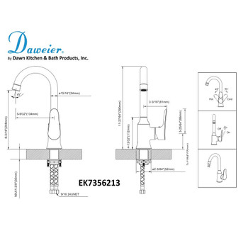 Daweier Single Lever Bar Faucet, Oil Rubbed Bronze EK7356213ORB