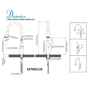 Daweier Single-lever Pull-out Kitchen Faucet, Oil Rubbed Bronze EK7065118ORB