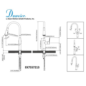 Daweier Single-lever Pull-out Kitchen Faucet, Chrome EK7557213C