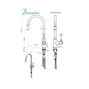 Daweier Single-lever Pull-out Kitchen Faucet, Chrome EK7862182C