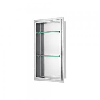 Dawn® Stainless Steel Finished Shower Niche with Two Glass Shelves FNIBN3614