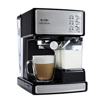 Mr. Coffee Espresso and Cappuccino Machine, Programmable Coffee Maker with Automatic Milk Frother and 15-Bar Pump, Stainless Steel-BVMCECMP1000RB