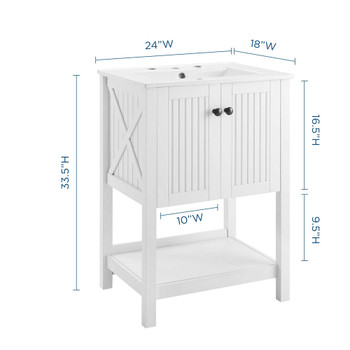 Modway EEI-4248-WHI-WHI Steam 24" Bathroom Vanity - White/White