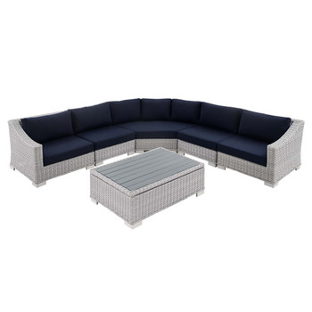 Modway EEI-4358-LGR Conway Sunbrella® Outdoor Patio Wicker Rattan 6-Piece Sectional Sofa Set