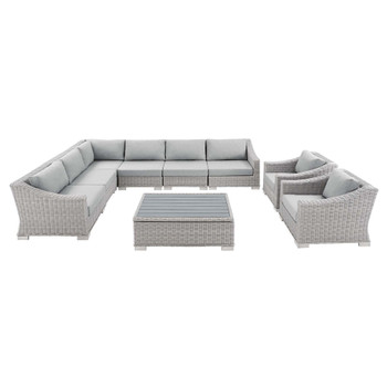 Modway EEI-4360-LGR Conway Sunbrella® Outdoor Patio Wicker Rattan 9-Piece Sectional Sofa Set