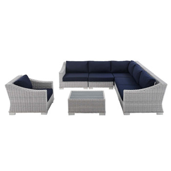 Modway EEI-4362-LGR Conway Sunbrella® Outdoor Patio Wicker Rattan 7-Piece Sectional Sofa Set