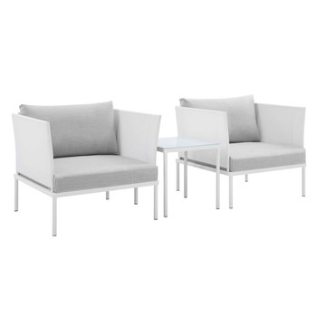 Modway EEI-4686-WHI-SET Harmony 3-Piece  Sunbrella® Outdoor Patio Aluminum Seating Set