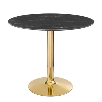 Modway EEI-4747-GLD-BLK Verne 35" Artificial Marble Dining Table - Gold/Black