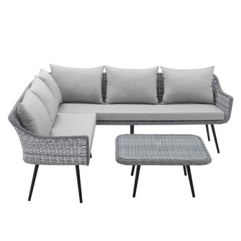 Modway EEI-4908-GRY-GRY Endeavor Wicker Rattan Outdoor Patio Wicker Rattan Seating Set - Gray/Gray