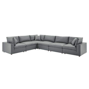 Modway EEI-4921 Commix Down Filled Overstuffed Vegan Leather 6-Piece Sectional Sofa