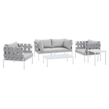 Modway EEI-4925-GRY-SET Harmony 5-Piece  Sunbrella® Outdoor Patio Aluminum Furniture Set
