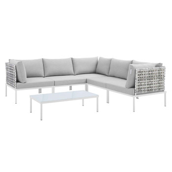 Modway EEI-4926-TAU-SET Harmony 6-Piece  Sunbrella® Basket Weave Outdoor Patio Aluminum Sectional Sofa Set