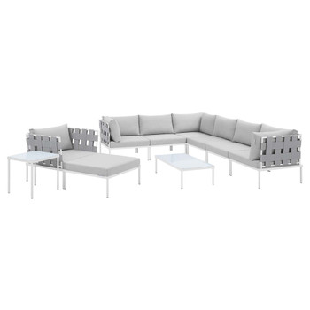 Modway EEI-4953-GRY-SET Harmony 10-Piece  Sunbrella® Outdoor Patio Aluminum Sectional Sofa Set