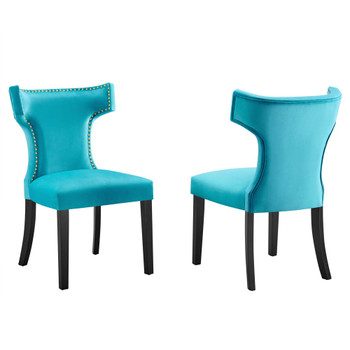 Modway EEI-5008 Curve Performance Velvet Dining Chairs - Set of 2