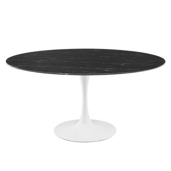 Modway EEI-5184-WHI-BLK Lippa 60" Artificial Marble Dining Table - White/Black