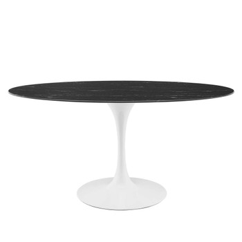 Modway EEI-5186-WHI-BLK Lippa 60" Artificial Marble Dining Table - White/Black