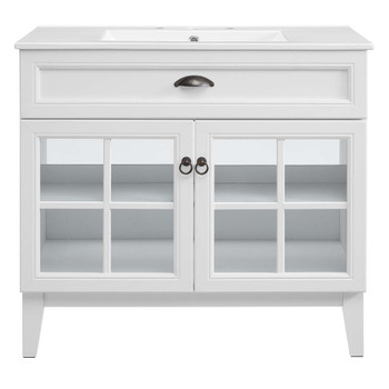 Modway EEI-5426-WHI-WHI Isle 36" Bathroom Vanity Cabinet - White/White