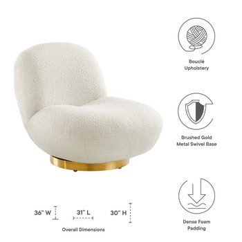 Modway EEI-5485-GLD-IVO Kindred Upholstered Fabric Swivel Chair - Gold/Ivory