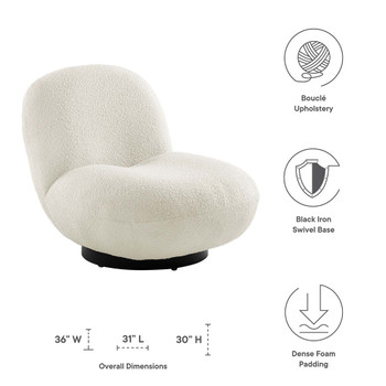 Modway EEI-5486-BLK-IVO Kindred Upholstered Fabric Swivel Chair - Black/Ivory
