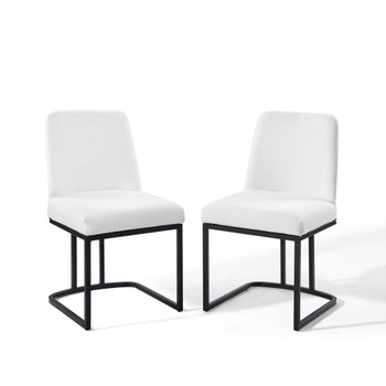 Modway EEI-5570-BLK Amplify Sled Base Upholstered Fabric Dining Chairs - Set of 2