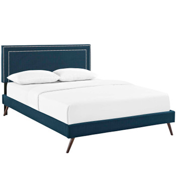 Modway Virginia King Fabric Platform Bed with Round Splayed Legs MOD-5917-AZU Azure