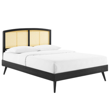 Modway MOD-6702 Sierra Cane and Wood King Platform Bed With Splayed Legs