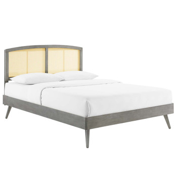 Modway MOD-6702 Sierra Cane and Wood King Platform Bed With Splayed Legs