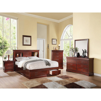 ACME 24380Q Louis Philippe Iii - Cherry Storage Queen Bed