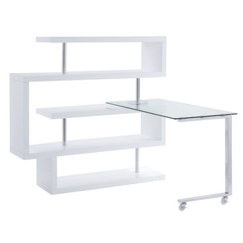 ACME 93179 Buck Ii White Desk with Shelf