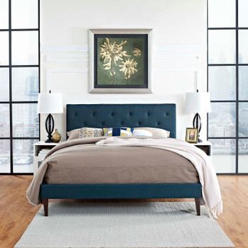 Modway Tarah King Fabric Platform Bed with Squared Tapered Legs MOD-5989-AZU Azure