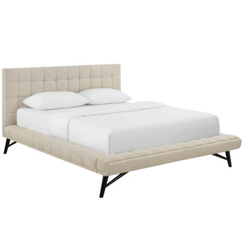 Modway Julia Queen Biscuit Tufted Upholstered Fabric Platform Bed MOD-6007-BEI Beige