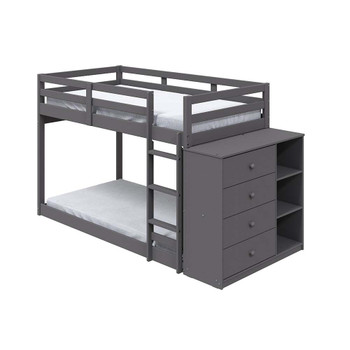 ACME BD01372 Gaston Twin/Twin Bunk Bed with Cabinet