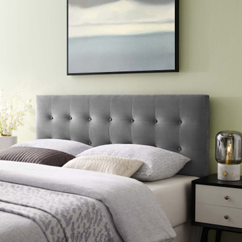 Modway Emily Queen Biscuit Tufted Performance Velvet Headboard Gray MOD-6116-GRY