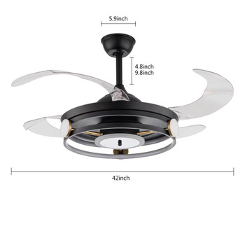 HOMEROOTS Modern Black Ceiling Lamp With Retractable Fan 475190