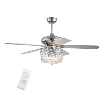 Silver And Faux Crystal Mod Chandelier Ceiling Fan