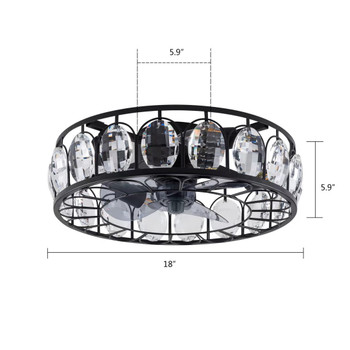 HomeRoots Black Metal Industrial Glam Chandelier Ceiling Fan - 475688