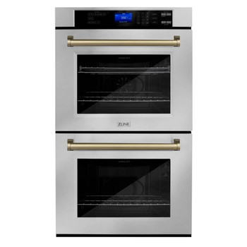 ZLINE 30" Autograph Edition Double Wall Oven with Self Clean and True Convection in Stainless Steel and Champagne Bronze (AWDZ-30-CB)
