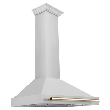 ZLINE 36" Autograph Edition DuraSnow&reg; Stainless Steel Range Hood with DuraSnow&reg; Stainless Steel Shell and Gold Handle KB4SNZ-36-G