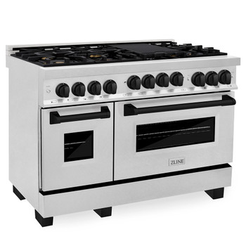 ZLINE Autograph Edition 48" 6.0 cu. ft. Range with Gas Stove and Gas Oven in DuraSnow&reg; Stainless Steel with Matte Black Accents (RGSZ-SN-48-MB) RGSZ-SN-48-MB